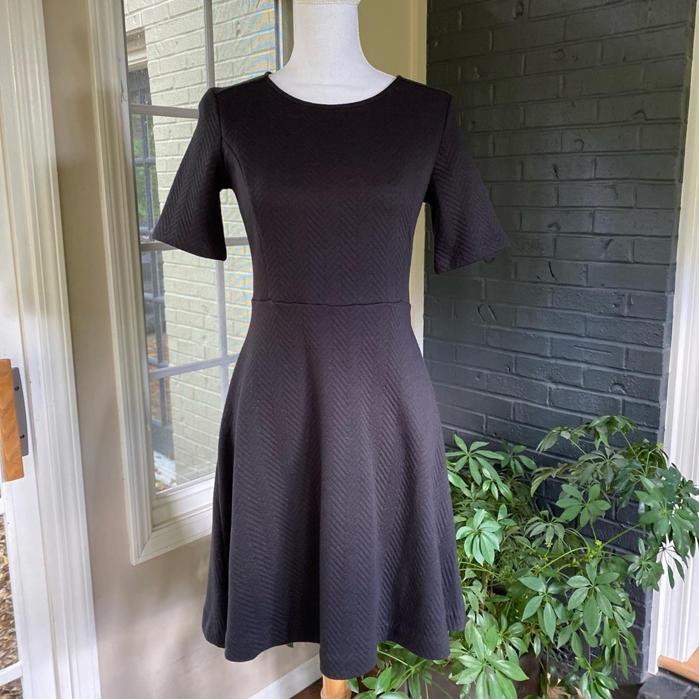 LOFT Charcoal Textured Midi Dress